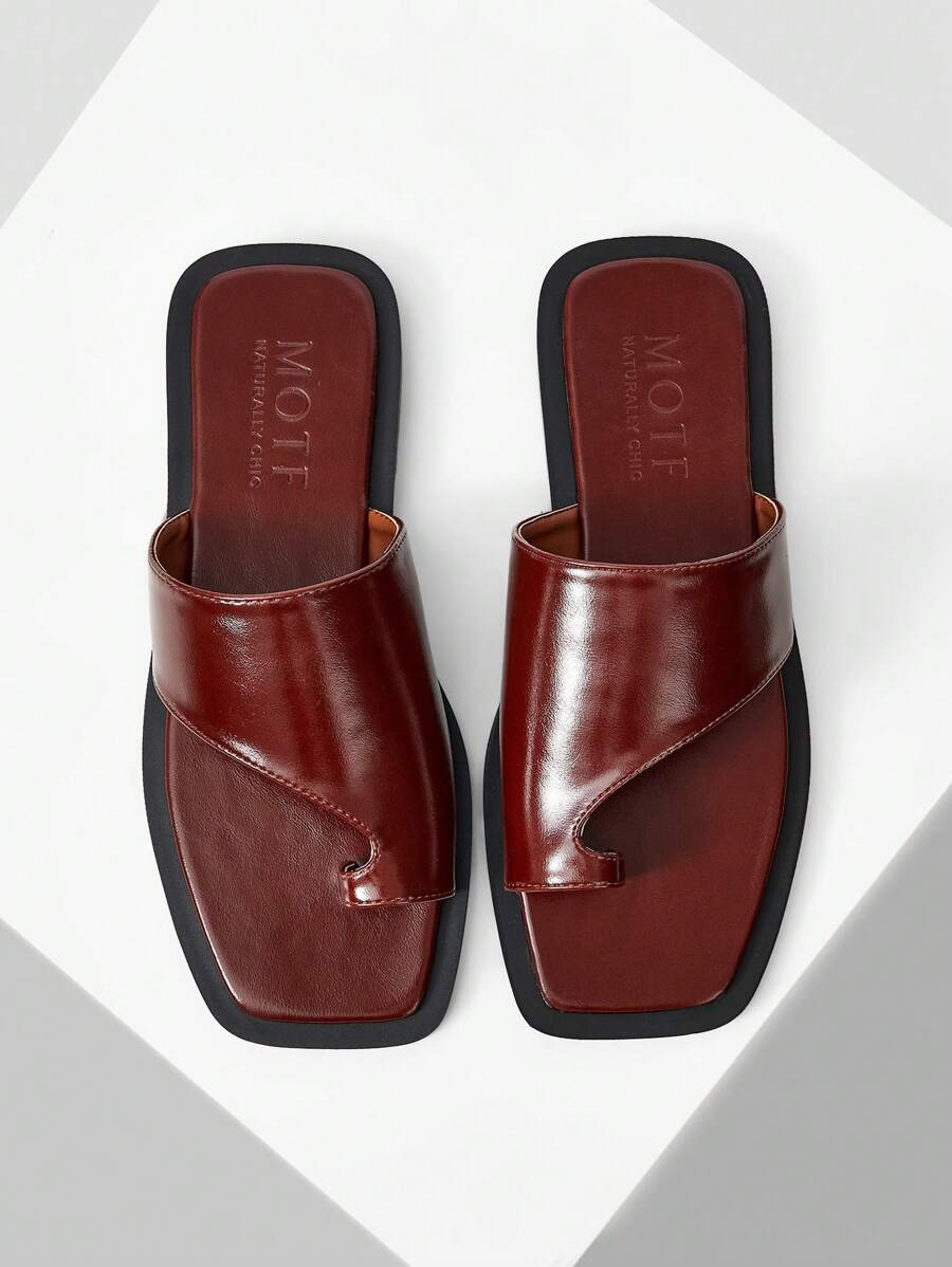 MOTF PREMIUM COMFORTABLE CASUAL FLAT SANDALS SLIP-ON MULE SLIPPERS FOR DAILY WEAR SUMMER SHOES - Brown - View 1