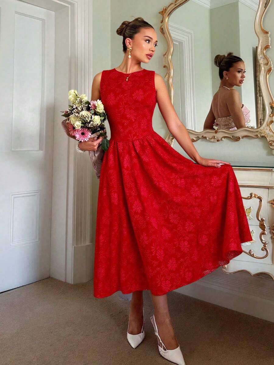 Chiquease 露背方领无袖 A 字裙，简约时尚休闲日常穿着