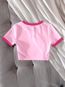 Chiquease 航海休闲假日图案 T 恤，百搭 - 玫紅色 - 查看 2