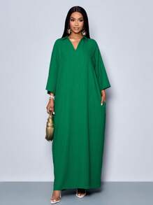 SOLERSUN Women's Fashionable V Neck Loose Batwing Sleeve Dress For Holiday Maxi Women Outfit
