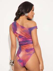 NYA SZN Bodysuit Asymmetrical Off The Shoulder Summer Beach Tropical Sexy Tropical Outfits For Women - Multicolor - View 2
