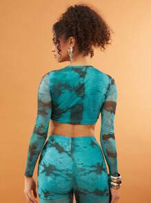 NYA SZN Top de malha de manga comprida para festivais de verão, música, férias, brunch de primavera, Páscoa, praia e carnaval. Ideal para mulheres. - Multicolorido - Ver 2