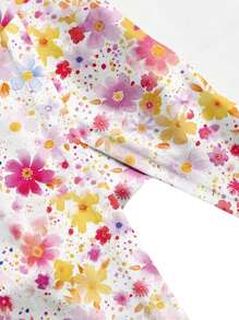 cha5rlie Girlcore Casual Pink Floral Print Cropped Tight-Fitting Strapless Women Tops,For Summer, Holiday, Vacation, Going Out, Festival, Rave, Western Wear, Pastel - Pink - View 5