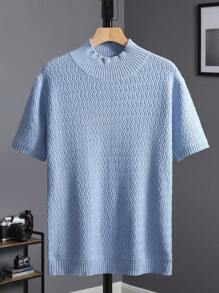 Manfinity Homme Men's Solid Color Crew Neck Short Sleeve Fitted Knit Top