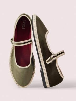 CUCCOO DOLLMOD Women's Dark Green Elegant Velvet Classic Comfortable Velvet Mary Jane Flat Shoes For Christmas Valentine's Day Spring Shoes