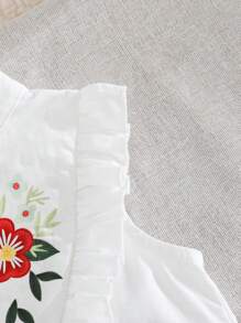 Cozy Pixies Baby Girl Floral Pattern Crew Neck Short Cap Sleeve Shirt & Solid Color Elastic Waist Shorts 2 Pieces Set - Multicolor - View 5