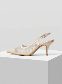 MOTF PREMIUM TACONES TIPO SLING CON PUNTA PUNTIAGUDA Y ADORNADOS CON RHINESTONES - Albaricoque - Ver 4