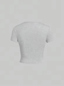 SHEIN EZwear 女士加大码纯色短袖圆领T恤，颜色和数量随机发货 - 彩色 - 查看 10