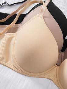 Snug Zone 3 pièces/set Soutien-gorge de confort minimaliste pour femmes, soutien-gorge sans armature simple et décontracté pour tous les jours