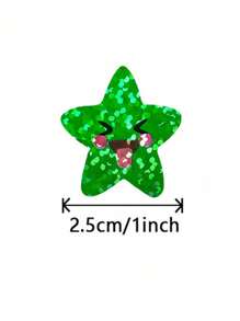 500 piezas Pegatinas de estrella sonriente multicolor, Rollo de pegatinas de estrella pequeñas de 1 pulgada Pegatinas autoadhesivas brillantes y brillantes con purpurina holográfica para recompensas escolares, decoración y manualidades (8 colores) Materiales didácticos - Multicolor - Ver 2