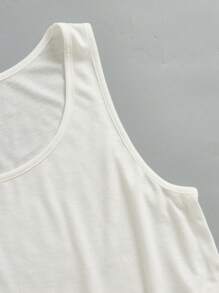 SHEIN EZwear 女士加大码宽松无袖U领短款白色背心，夏季休闲装 - 白色 - 查看 6