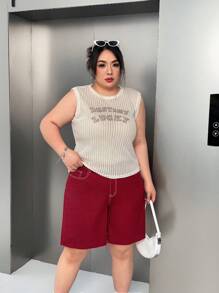SHEIN EZwear Short en jean ample et décontracté de couleur unie grande taille