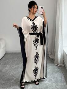 Women's Elegant Color Block Batwing Sleeve Dress