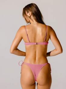 Aralina Deep Blue Underwire Balconette Tie Side Bikini Set With Swim Bag