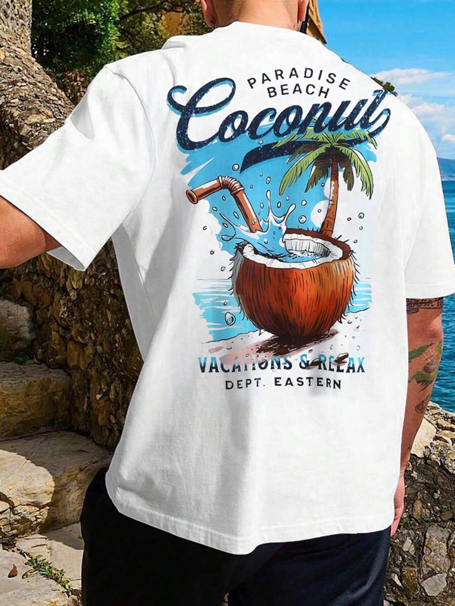 Manfinity Chillmode Men's Simple And Fashionable Short Sleeve T-Shirt, Suitable For Summer - White - View 1