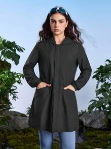 In My Nature In My Nature Women's Solid Long Sleeve Zip-Up Hooded Outdoor Jacket With Pockets Hiking Women Clothes