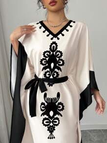 Women's Elegant Color Block Batwing Sleeve Dress