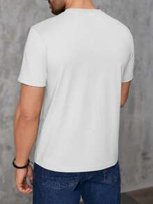 Camiseta Antiarrugas y Transpirable para Hombre con Estampado Personalizado| Cuello Redondo, Manga Corta| Verano - Blanco - Ver 2