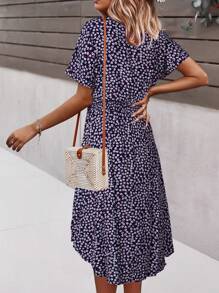 Breezaya Ditsy Floral Tie Front Button Through Dress Maxi Women Outfit