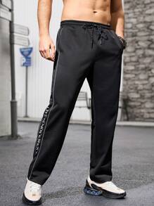Gym Rark Men's Letter Print Drawstring Waist Casual Fitness Sports Pants Sweat Pants - Black - View 4
