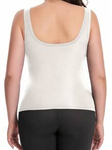 Plus Size Women Casual Uniwersalny Jednokolorowy Wyściełany T-shirt