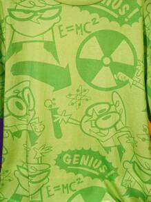 Dexter's Laboratory X SHEIN 青少年男孩卡通实验室印花浅绿色可爱短袖 T 恤