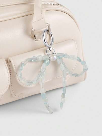 Kawaii 1 pièce Porte-clés papillon en pierre naturelle transparente bleue délicate, polyvalente et de haute qualité, fait à la main. Convient comme accessoire quotidien ou cadeau pour les femmes