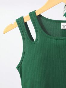 2 pièces set : Débardeur de couleur unie pour adolescente et pantalon à jambes évasées avec imprimé floral, tenue élégante pour les vacances