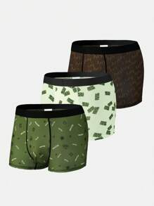 Set de 3 bóxers tipo brief casuales con estampado de letras para hombres - Multicolor - Ver 1