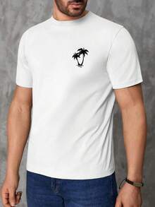 Camiseta Antiarrugas y Transpirable para Hombre con Estampado Personalizado| Cuello Redondo, Manga Corta| Verano - Blanco - Ver 8