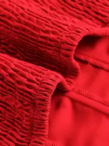 SHEIN MOD Cute Red Bow & Fish Bone Hem Design Plus Size Blouse For Women