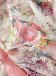 SHEIN Frenchy Plus Size Women Cute Summer Dresses, Wedding Dresses, Graduation Dresses, Tea Party Dresses, Wedding Guest Summer, Birthday Women's Dresses, Party Women's Dresses, Elegant, Romantic,Floral Print Sweetheart Neck Short Sleeve Elegant Dress,Beach Dress Sundress,Holiday Outfits Boho,Corset Dress - Multicolor - View 10