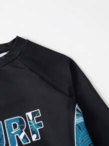 Traje De Baño De Playa Para Chico Adolescente Con Estampado Tropical Y Letras