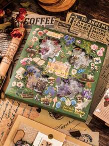 SHEIN 100pcs/Set Mixed Retro Floral, European Portraits And Objects Sticker Collection, Suitable For Journal, Scrapbook, Laptop, Water Bottles And Desk Decoration, With Pet Waterproof And Wear-Resistant Material
