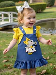 Baby Mädchen Bodysuit & Latz-Rock & Haarband