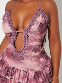 SHEIN SXY 大码休闲夏季细肩带连衣裙，简约时尚 - 彩色 - 查看 6