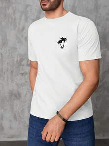 Camiseta Antiarrugas y Transpirable para Hombre con Estampado Personalizado| Cuello Redondo, Manga Corta| Verano - Blanco - Ver 4