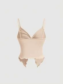 SHEIN MOD Women's Twist Front Crisscross Sleeveless Top,Cute Tops,Apricot Cami - Apricot - View 2