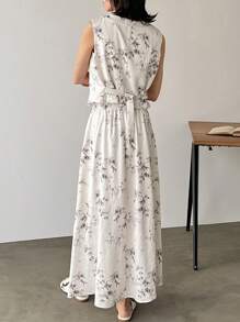 FRIFUL 2pcs Women Floral Print Vest & Skirt Set Lounge Sets For Women - Multicolor - View 8
