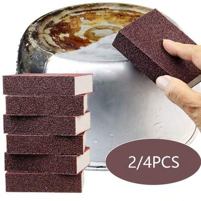 2/4pcs Magic Sponge Eraser Carborundum Removing Rust Cleaning Brush Descaling Clean Rub,Kitchen,Bathroom,Home,Household Suppliers