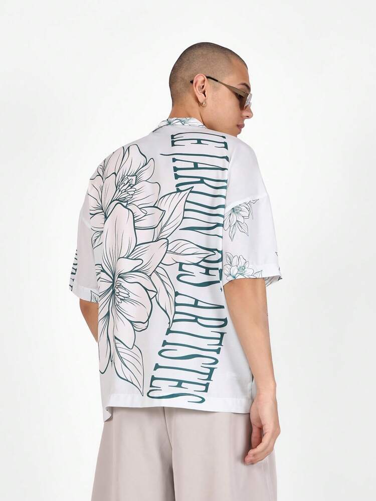 Floral Print Button Down Short Sleeve Shirt