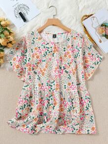 SHEIN LUNE 大码波西米亚风格碎花圆领衬衫春季女式夏季婚礼宾客 - 彩色 - 查看 1