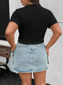 Flirla Camiseta de mujer de talla grande con diseño gráfico, cuello redondo, de color rosa y estampado de lema, top casual para mujer