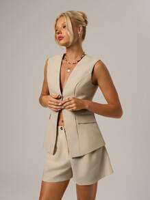 Forever 21 Women's Deep V-Neck Sleeveless Camisole For Work And Commuting, Summer New Arrival - Apricot - View 5