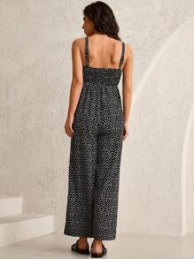 MaterniWear Work/Office Maternity Polka Dot Print Upper Body Cable Straps Casual Jumpsuit Spring Women's Clothing - Black - View 2