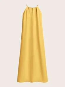 SHEIN BASICS Robe à col ras-du-cou fendue sur le côté en tissu tressé pour femmes