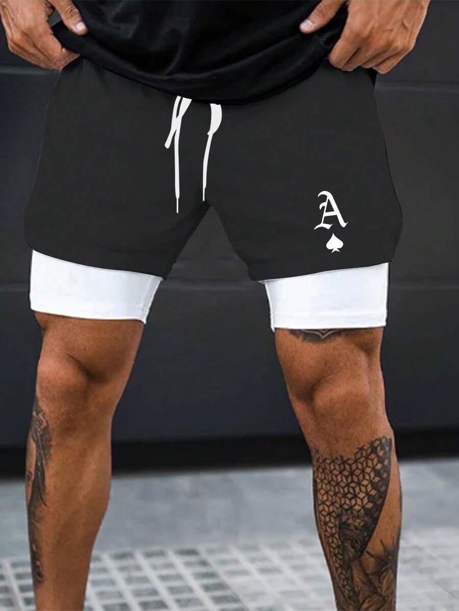 Manfinity Roughcore Loose Men's Drawstring Waist 2-In-1 Shorts | SHEIN USA