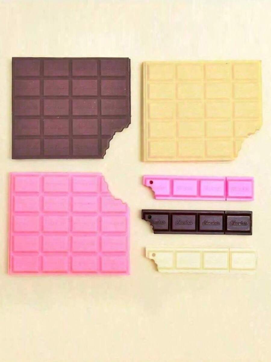 1 包巧克力笔记本和一支巧克力笔（粉色/棕色/黄白色），80 页创意（带香味）学生巧克力记事本迷你记事本便携式趣味备忘录用于标记颜色和学校用品笔记本套装 - 彩色 - 查看 1