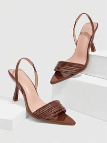 CUCCOO SZL Women's Summer Casual Fashion Round Toe High Heel Sandals For Christmas - Brown - View 1