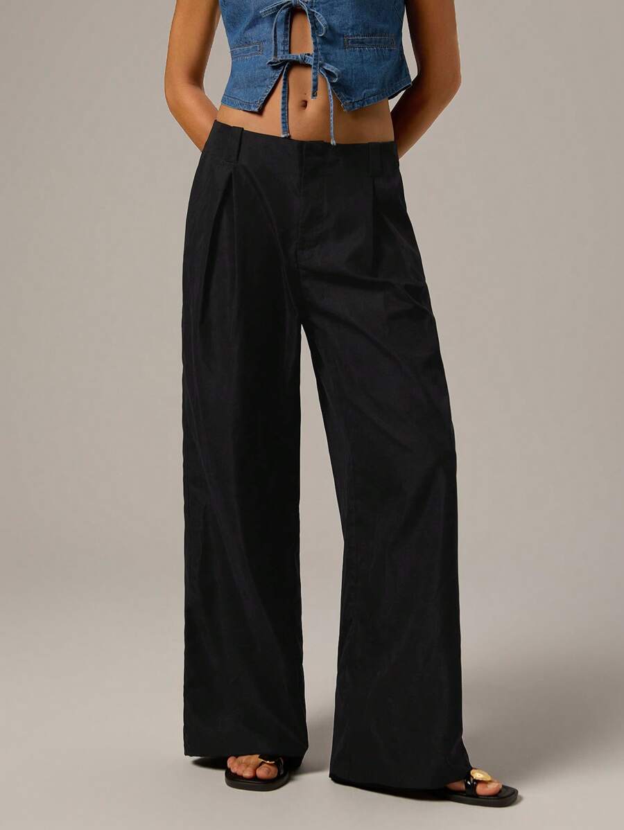 Forever 21 Pantalones anchos/estilo occidental para mujer otoño e invierno, ropa para el Día de San Valentín, ropa de Año Nuevo, pantalones para días festivos, vacaciones, holgados, casual de negocios, para salir, ropa de Navidad para mujer, pantalones, elegante, talla pequeña, color rojo borgoña